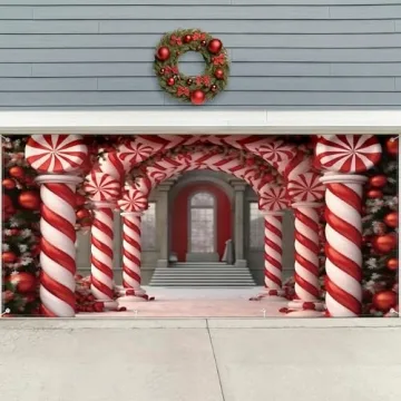 HunnmingRe 6x13ft Christmas Garage Door Cover for Holiday Decor