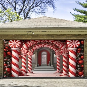 HunnmingRe 6x13ft Christmas Garage Door Cover for Holiday Decor