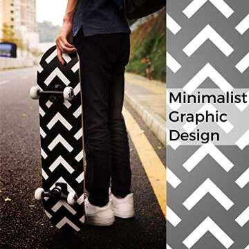 WhiteFang Skateboards for Beginners, Complete Skateboard 31 x 7.88, 7 Layer Canadian Maple Double Kick Concave Standard and Tricks Skateboards for Kids and Beginners (Arrow)