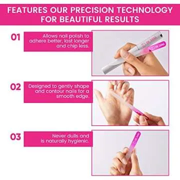 Dr. Dana Glass Nail File with Case - Premium Double-Sided Etched Crystal Nail File for Natural Nails...