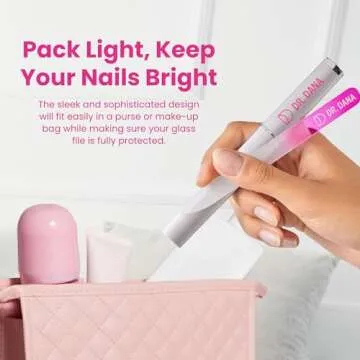 Dr. Dana Glass Nail File with Case - Premium Double-Sided Etched Crystal Nail File for Natural Nails, Protective Travel Case Included – Ideal Self Care Gift, Professional Quality by Dr. Dana