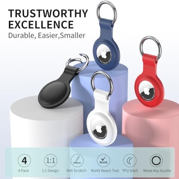AirTag Case Keychain Holder - Secure & Stylish 4-Pack