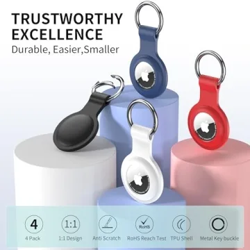 AirTag Case Keychain Holder - Secure & Stylish 4-Pack