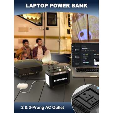 MARBERO Portable Power Bank with AC Outlet, Peak 120W/110V Portable Laptop Battery Bank, 24000mAh Charger Power Supply with AC Outlet, Power Station for Outdoor Camping Home Office Hurricane Emergency