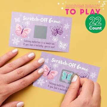 Big Dot of Happiness Butterfly Party Game - Premium Scratch-Off Cards for Baby Shower Birthday Celeb...