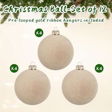 MALOKI Velvet Christmas Ornaments Set 12 Elegant Balls