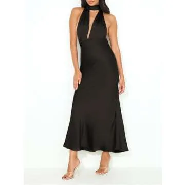 Elegant Satin Halter Maxi Dress for Weddings and Events