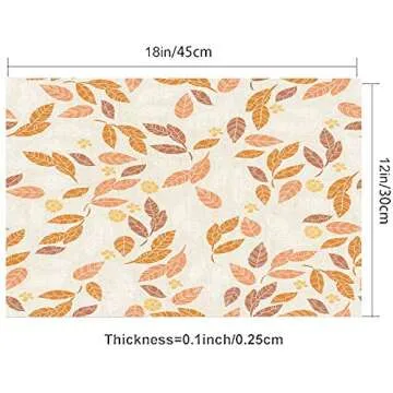 Fullentiart Fall Placemats Set of 4 Orange Autumn Placemats Burlap Placemats Beautiful Leaves and Elegant Flowers 18"X12" Easy to Clean for Dining Kitchen Restaurant Table