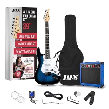 LyxPro 39 inch Electric Guitar Kit Bundle with 20w Amplifier and Accessories