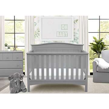 Delta Children Bennett 4-in-1 Convertible Baby Crib, Greenguard Gold Certified, Grey