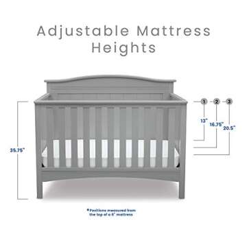Delta Children Bennett 4-in-1 Convertible Baby Crib, Greenguard Gold Certified, Grey