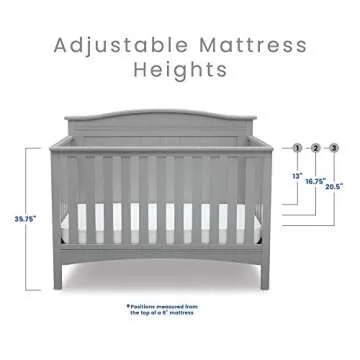 Delta Children Bennett 4-in-1 Convertible Baby Crib, Greenguard Gold Certified, Grey