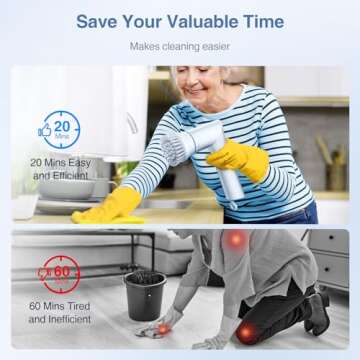 LABIGO Electric Spin Scrubber LA5 Mini, Bathroom Scrubber Shower Scrubber for Cleaning Tub Tile Floor Window Kitchen Sink, Power Scrubber Cordless Cleaning Brush with 5 Replaceable Brush Heads