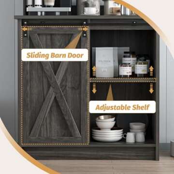 4ever2buy Farmhouse Coffee Bar Cabinet with Storage