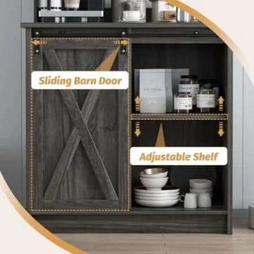 4ever2buy Farmhouse Coffee Bar Cabinet with Storage