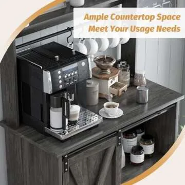 4ever2buy Farmhouse Coffee Bar Cabinet with Storage