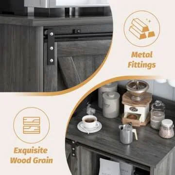 4ever2buy Farmhouse Coffee Bar Cabinet with Storage