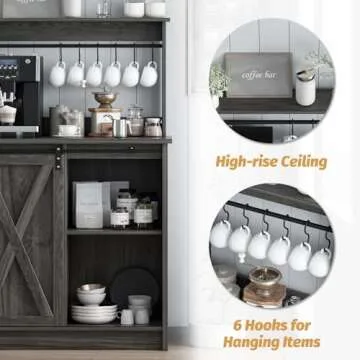 4ever2buy Farmhouse Coffee Bar Cabinet with Storage