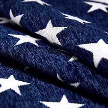 Sunday Praise Set of 2 Soft Chenille Decorative Patriotic Throw Pillow Cover Case Geometric Stars July 4th Accent Square Cushion Cover Case Sham for Couch Sofa Bed Car 18 x 18 Inch 45x45 cm (Blue)