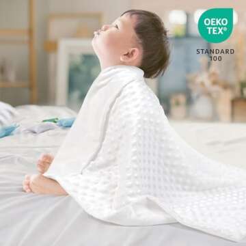 david's kids Micro Fleece Minky Baby Blanket for Boys Girls Neutral with Double Layer and Soothing Raised Dots, Breathable and Soft Lightweight Receiving Blanket for Newborns 30x40 Inches, White