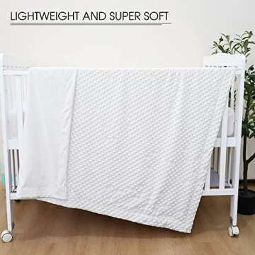 david's kids Micro Fleece Minky Baby Blanket for Boys Girls Neutral with Double Layer and Soothing Raised Dots, Breathable and Soft Lightweight Receiving Blanket for Newborns 30x40 Inches, White