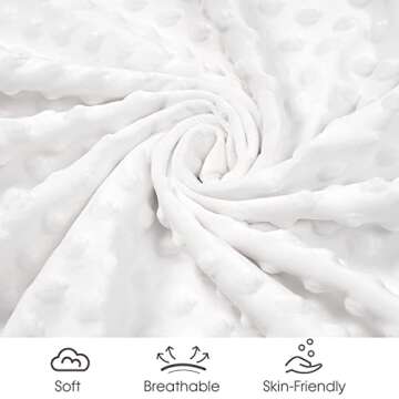 david's kids Micro Fleece Minky Baby Blanket for Boys Girls Neutral with Double Layer and Soothing Raised Dots, Breathable and Soft Lightweight Receiving Blanket for Newborns 30x40 Inches, White