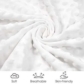 david's kids Micro Fleece Minky Baby Blanket for Boys Girls Neutral with Double Layer and Soothing Raised Dots, Breathable and Soft Lightweight Receiving Blanket for Newborns 30x40 Inches, White