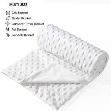 david's kids Micro Fleece Minky Baby Blanket for Boys Girls Neutral with Double Layer and Soothing Raised Dots, Breathable and Soft Lightweight Receiving Blanket for Newborns 30x40 Inches, White