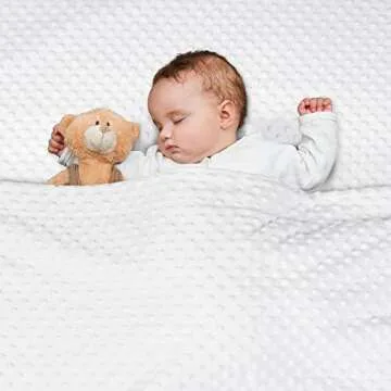 david's kids Micro Fleece Minky Baby Blanket for Boys Girls Neutral with Double Layer and Soothing Raised Dots, Breathable and Soft Lightweight Receiving Blanket for Newborns 30x40 Inches, White