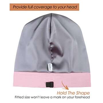 Satin Lined Slap Sleep Cap Headwear Slouchy Gifts for Frizzy Women Pink