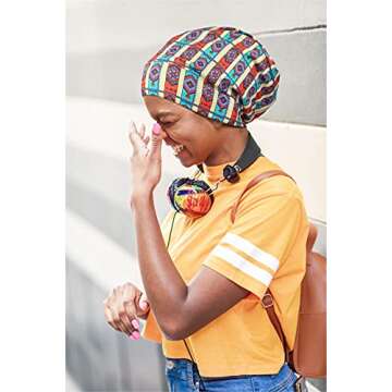 Satin Lined Slap Sleep Cap Headwear Slouchy Gifts for Frizzy Women Pink