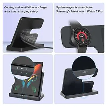 3 in 1 Wireless Charger for Samsung,Samsung S23 Ultra Charger for S24ultra/S22Ultra/S23/Z Fold4/Flip4/Google Pixel,Galaxy Watch6/6 classic/5/4 Charger,Wireless Charging Station for Galaxy Buds Black