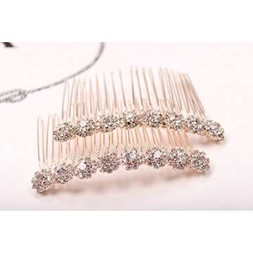 Letshopping® High-grade Alloy Diamond Tiara Comb Hair Accessories Hair Fork(2pc) Rose gold