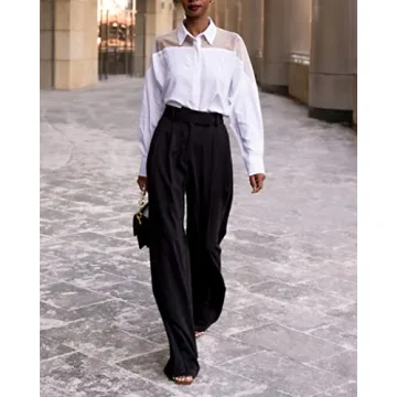 The Drop Women's Black Pleated High Waisted Pant