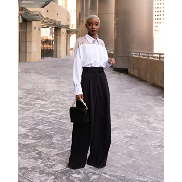 The Drop Women's Black Pleated High Waisted Pant