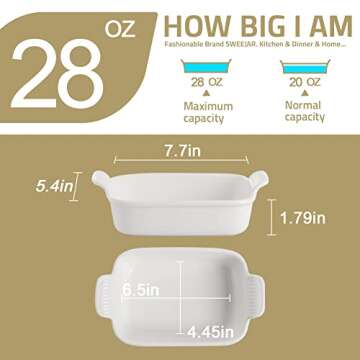 Sweejar Casserole Dishes Set of 4 Ceramic Bakeware Red