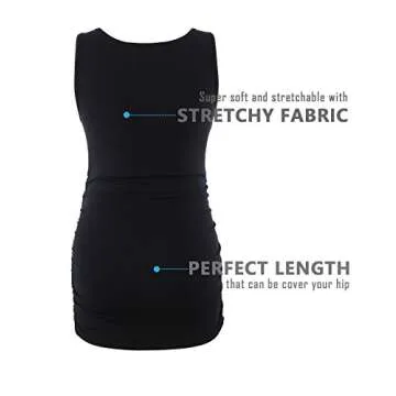 Maternity Tops: Shirts, Tanks, Workout & Nursing Tops (Black+White, S)