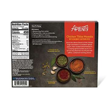 Amazon Brand, Aplenty Chicken Tikka Masala With Basmati Saffron Rice Frozen Box, 10 Oz