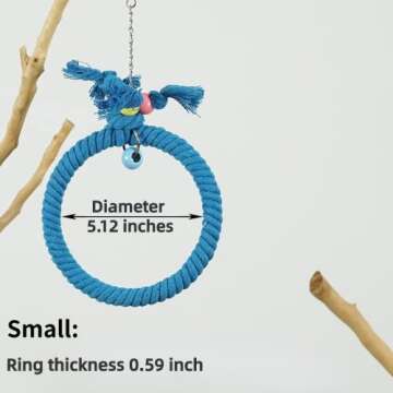 Barn Eleven Bird Swing, Cage Hanging Toys Cotton Rope Swing Bite Resistance Perches Toy Parrot Toy B...