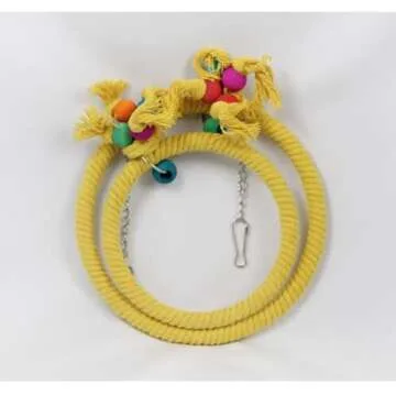 Barn Eleven Bird Swing, Cage Hanging Toys Cotton Rope Swing Bite Resistance Perches Toy Parrot Toy Boredom Breaker for Budgie, Cockatiels, Conures, Finches, Small Parakeets (Small,Blue)