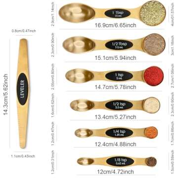 Magnetic Measuring Spoons Set Stainless Steel with Leveler, Stackable Metal Tablespoon Measure Spoon...