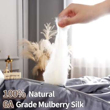 YOUR MOON Pure Mulberry Silk Comforter King Size for All Season,100% Natural Long Strand Silk Fill D...