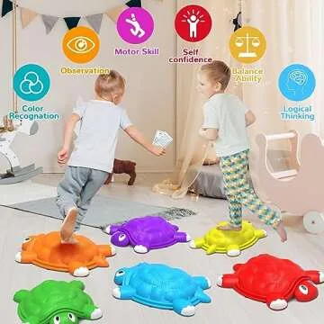 ABERLLS Stepping Stones for Kids 3 4 5 6 7 Year Old, Toddlers Turtle Balance Climbing Toys, Outdoor Indoor Sensory Play, Obstacle Course Coordination Game