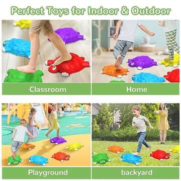 ABERLLS Stepping Stones for Kids 3 4 5 6 7 Year Old, Toddlers Turtle Balance Climbing Toys, Outdoor Indoor Sensory Play, Obstacle Course Coordination Game