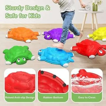 ABERLLS Stepping Stones for Kids 3 4 5 6 7 Year Old, Toddlers Turtle Balance Climbing Toys, Outdoor Indoor Sensory Play, Obstacle Course Coordination Game