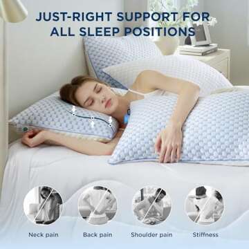 Bedsure Cooling Shredded Memory Foam Pillows - Adjustable Firm Pillows King Size Set of 2 (19"x34") ...