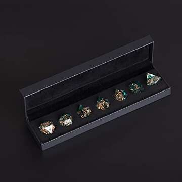 MINI PLANET DND Dice Set with Sharp Edges and Galaxy Inclusions for Tabletop Role Playing Game Dungeons and Dragons Polyhedral Dice Set Handcrafted DND Dice for Collection Forgotten Oasis