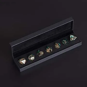 MINI PLANET DND Dice Set with Sharp Edges and Galaxy Inclusions for Tabletop Role Playing Game Dungeons and Dragons Polyhedral Dice Set Handcrafted DND Dice for Collection Forgotten Oasis