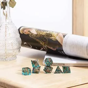 MINI PLANET DND Dice Set with Sharp Edges and Galaxy Inclusions for Tabletop Role Playing Game Dungeons and Dragons Polyhedral Dice Set Handcrafted DND Dice for Collection Forgotten Oasis