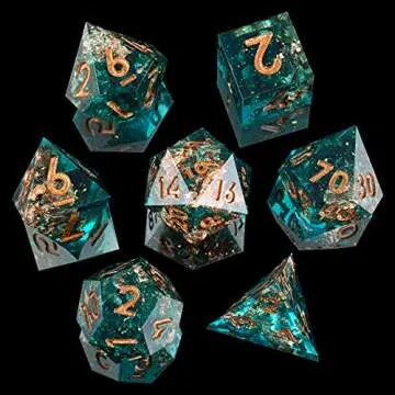 MINI PLANET DND Dice Set with Sharp Edges and Galaxy Inclusions for Tabletop Role Playing Game Dungeons and Dragons Polyhedral Dice Set Handcrafted DND Dice for Collection Forgotten Oasis